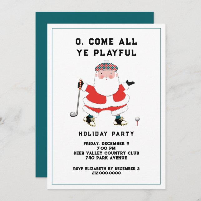 Golf Holiday Party Invitation (Front/Back)
