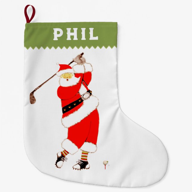 Golf Holidays Large Christmas Stocking (Front)