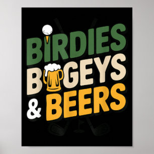 Golf Humour Birdies Bogeys and Beers Fan Poster