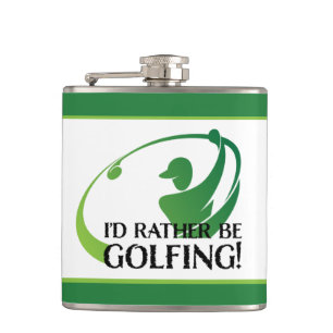 Golf Humour I'd Rather Be Golfing Golfer Funny Men Hip Flask