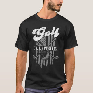 Golf Illinois Fun American Flag State Golfing T-Shirt