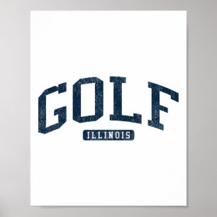 Golf Illinois Il College University Style Blue Poster
