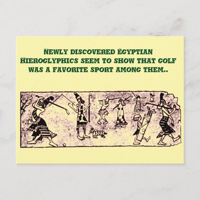 "Golf in Egyptian Hieroglyphics" Postcard (Front)