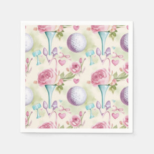 Golf in pink themed with flowers  for Mother's Day Napkin