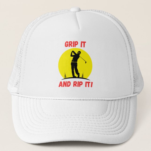 Golf Infusion "Grip It And Rip It" Golf-Inspired Trucker Hat (Front)