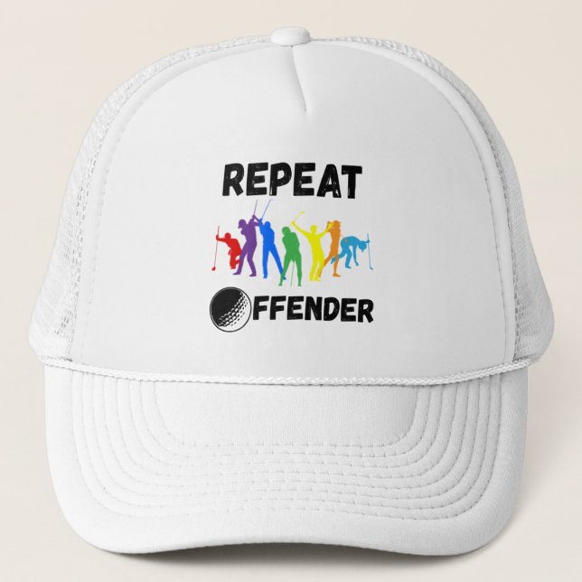Golf Infusion "Repeat Offender" Unique-Designed Trucker Hat (Front)