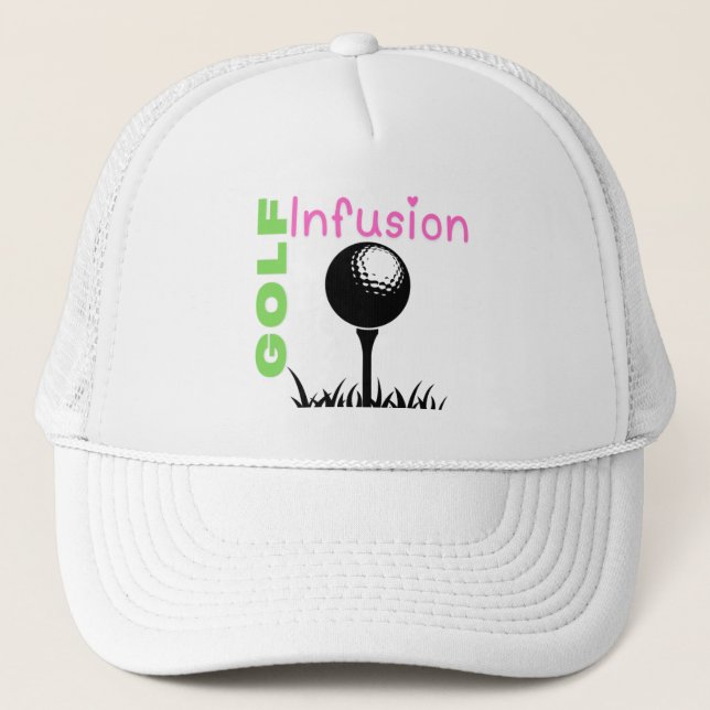 Golf Infusion Unique Design Teed Up Trendy Trucker Hat (Front)