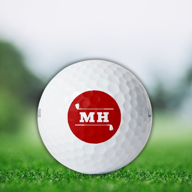  Golf Initials Classic Preppy Athletic Bold Red Balls (Bold collegiate style with a modern edge. Personalized initials make it uniquely yours.)