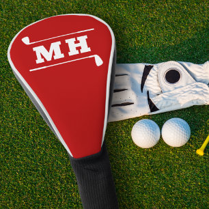 Golf Initials Classic Preppy Athletic Bold Red Head Cover