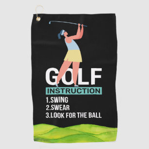 Golf Instruction Swing Swear Repeat  Golf Towel