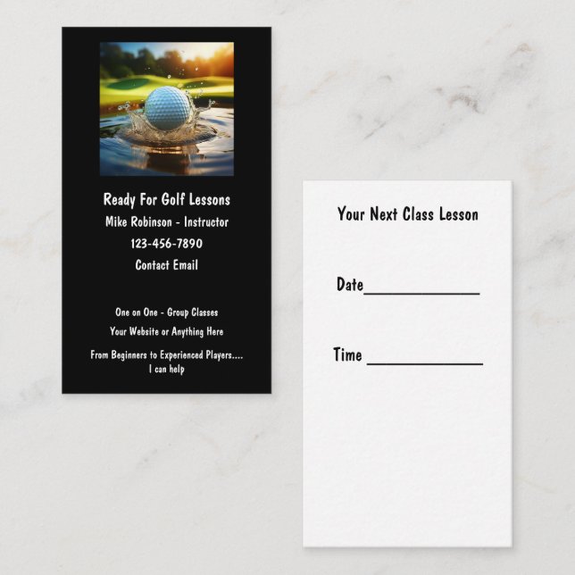 Golf Instructor Appointment Cards (Front/Back)