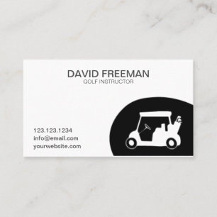 Golf Instructor Black and White Unique Golf Cart Business Card