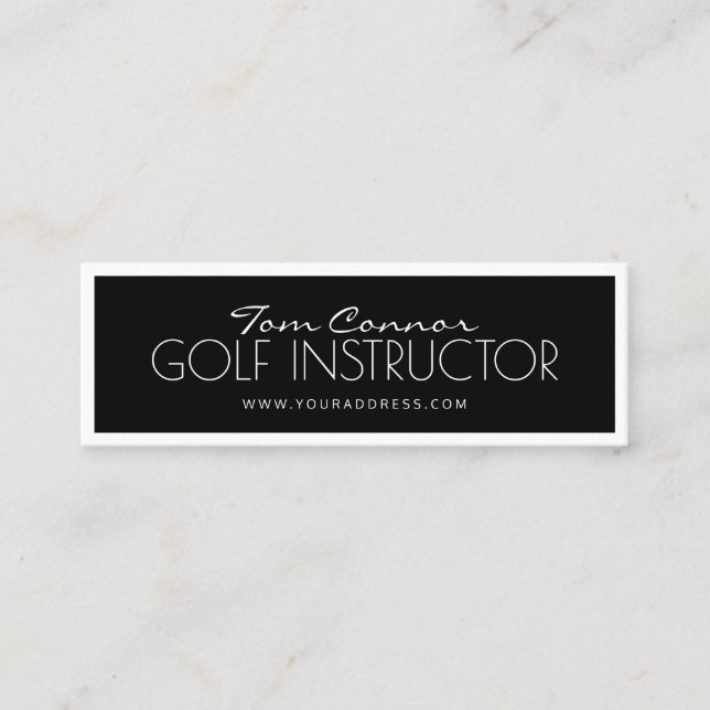 Golf Instructor Black & White Bordered Card (Front)