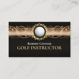 Golf Instructor Golfer Club Luxury Dark Business Card