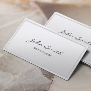 Golf Instructor Minimal Classy White Border Business Card
