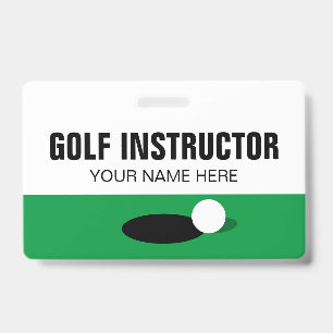 Golf Instructor name badge with clip or lanyard ID Badge