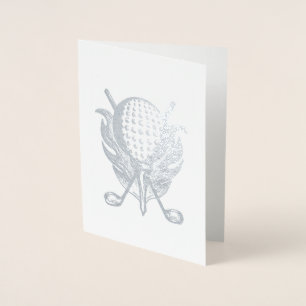 Golf Instructor Pro Golfer Course Ball Clubs Tee Foil Card