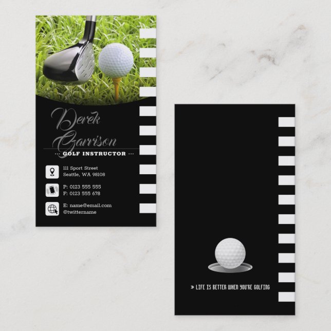Golf Instructor | Professional Golf Lessons Business Card (Front/Back)