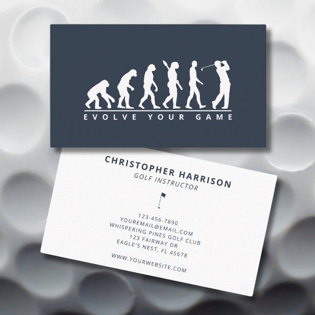 Golf Instructor Professional Humourous Simple Navy Business Card (Creator Uploaded)