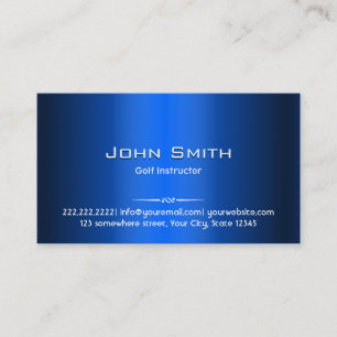 Golf Instructor Professional Royal Blue Metal Business Card