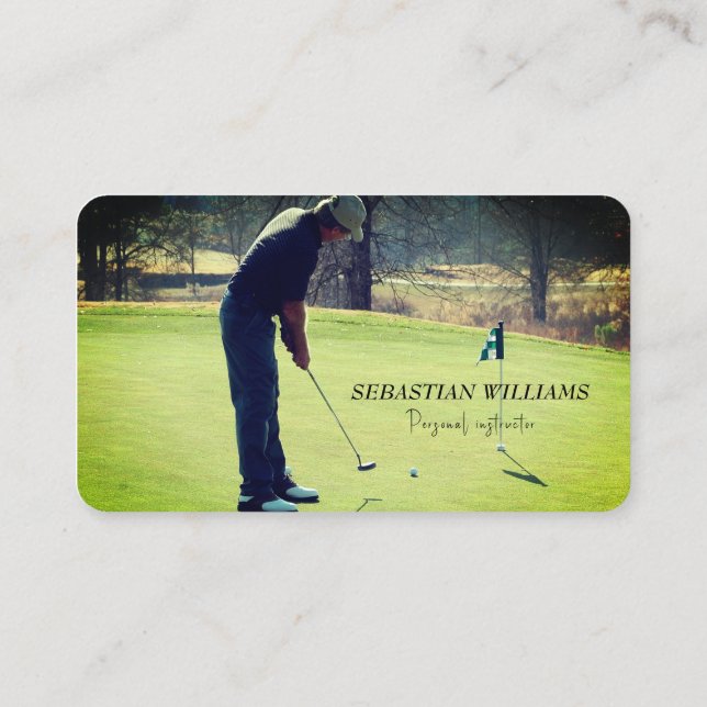 Golf Instructor QR code Black Professional  Business Card (Back)