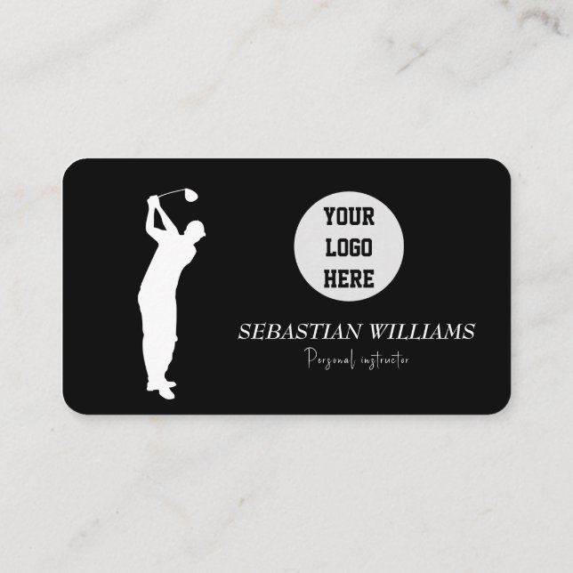 Golf Instructor QR code Black Professional  Business Card (Back)