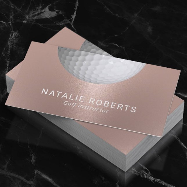 Golf Instructor Rose Gold Professional Sport Business Card (Creator Uploaded)