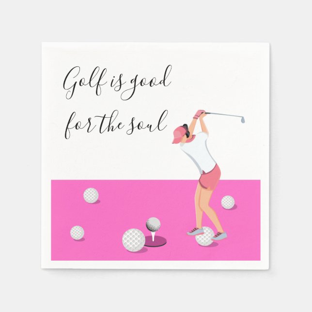 Golf is good for the soul for woman lady golfer napkin (Front)