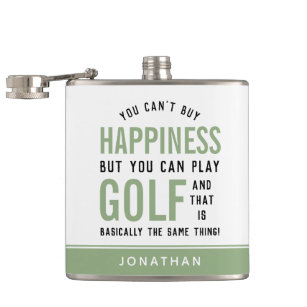 Golf is Happiness Funny Golf Lover Gifts Hip Flask