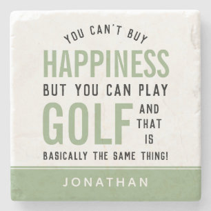Golf is Happiness Funny Golf Lover Gifts Stone Coaster