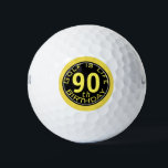 Golf is Life Customisable 90th Birthday Golf Ball<br><div class="desc">Simple round black tag with customisable background colour (here yellow) for your texts. Perfect for Grandpa birthday.</div>