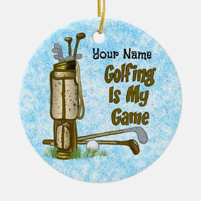 Golf is my Game golf Ceramic Tree Decoration (Front)