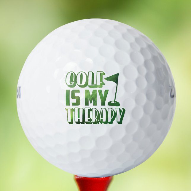 Golf Is My Therapy Funny Typography Sports Sayings Golf Balls (Creator Uploaded)