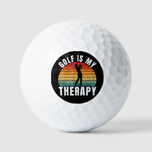 Golf is my therapy Funny Vintage Typography Sport Balls