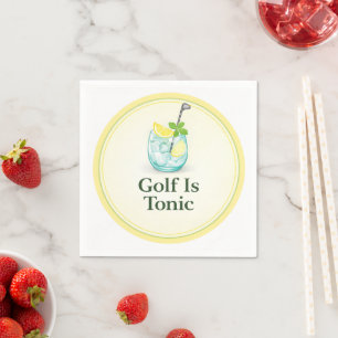 Golf Is Tonic - Lemon Mint Glass Design Napkins