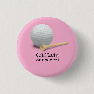 Golf isolated on pink background  lady tournament 3 cm round badge