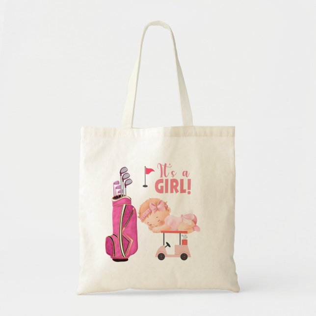 Golf it is girl for baby girl golfer pink theme tote bag (Front)