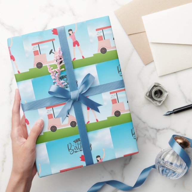 Golf It is my birthday woman golfer on green   Wrapping Paper (Gifting)