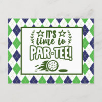 Golf  it is time to  par tee party postcard