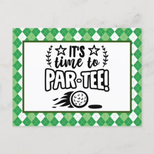 Golf it is time to par tee party postcard