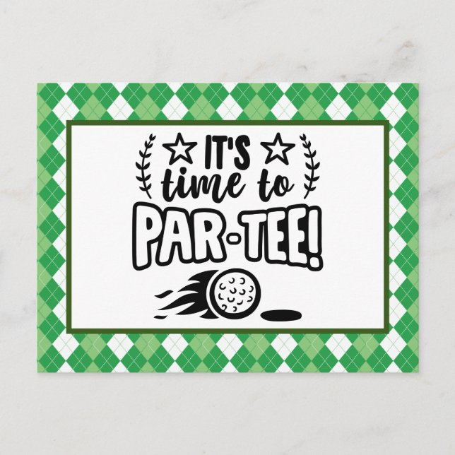 Golf  it is time to  par tee party postcard (Front)