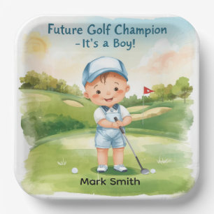 Golf It’s a Boy Baby Shower Paper Plates 