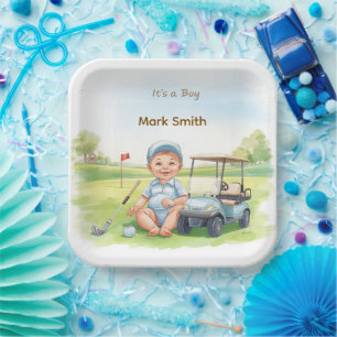 Golf It’s a Boy Baby Shower Paper Plates 
