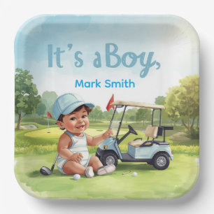 Golf It’s a Boy Baby Shower Paper Plates 