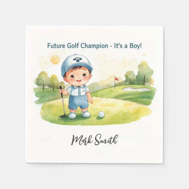 Golf  It's Boy for Baby Shower   Napkin (Front)