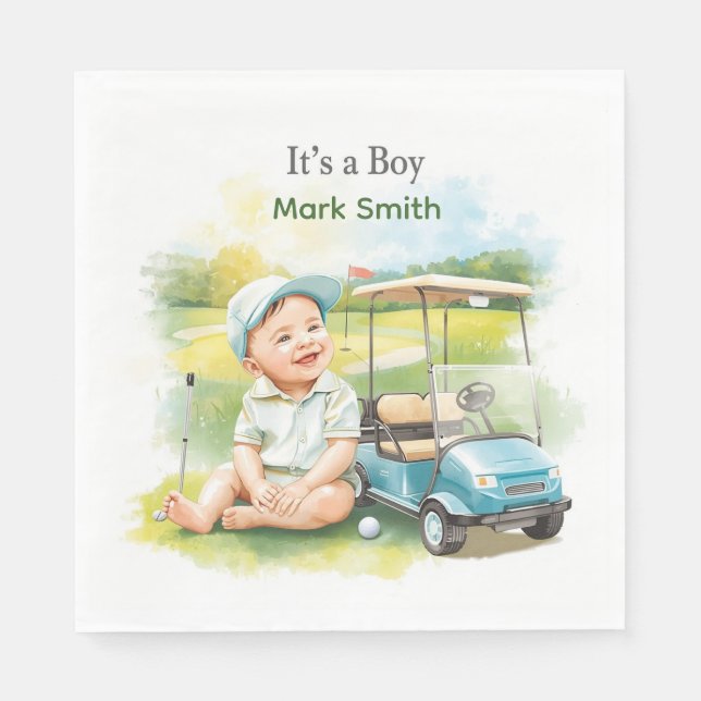 Golf  It's Boy for Baby Shower   Napkin (Front)
