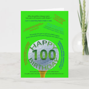 Golf Jokes birthday card for 100 year old