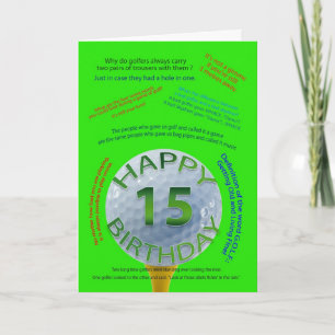 Golf Jokes birthday card for 15 year old