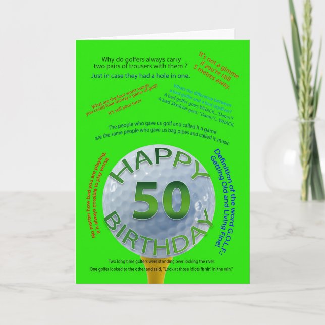 Golf Jokes birthday card for 50 year old (Front)