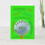 Golf Jokes birthday card for son<br><div class="desc">A great fun card for a golfer or a golf occasion. A golf ball on a tee surrounded by golf jokes. A birthday card for an son.</div>